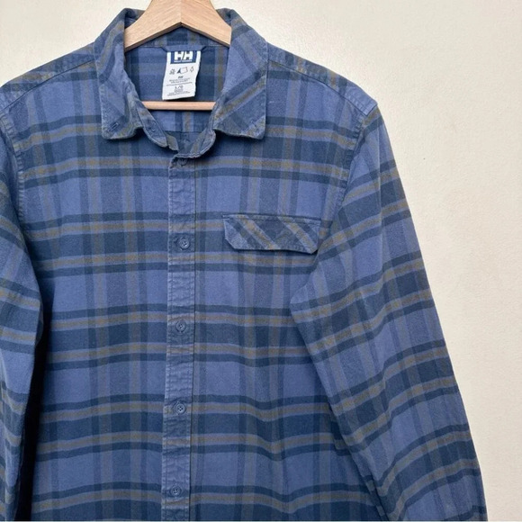 Helly Hansen Mens Large Plaid Cotton Outdoor Button Shirt Blue - Picture 4 of 13